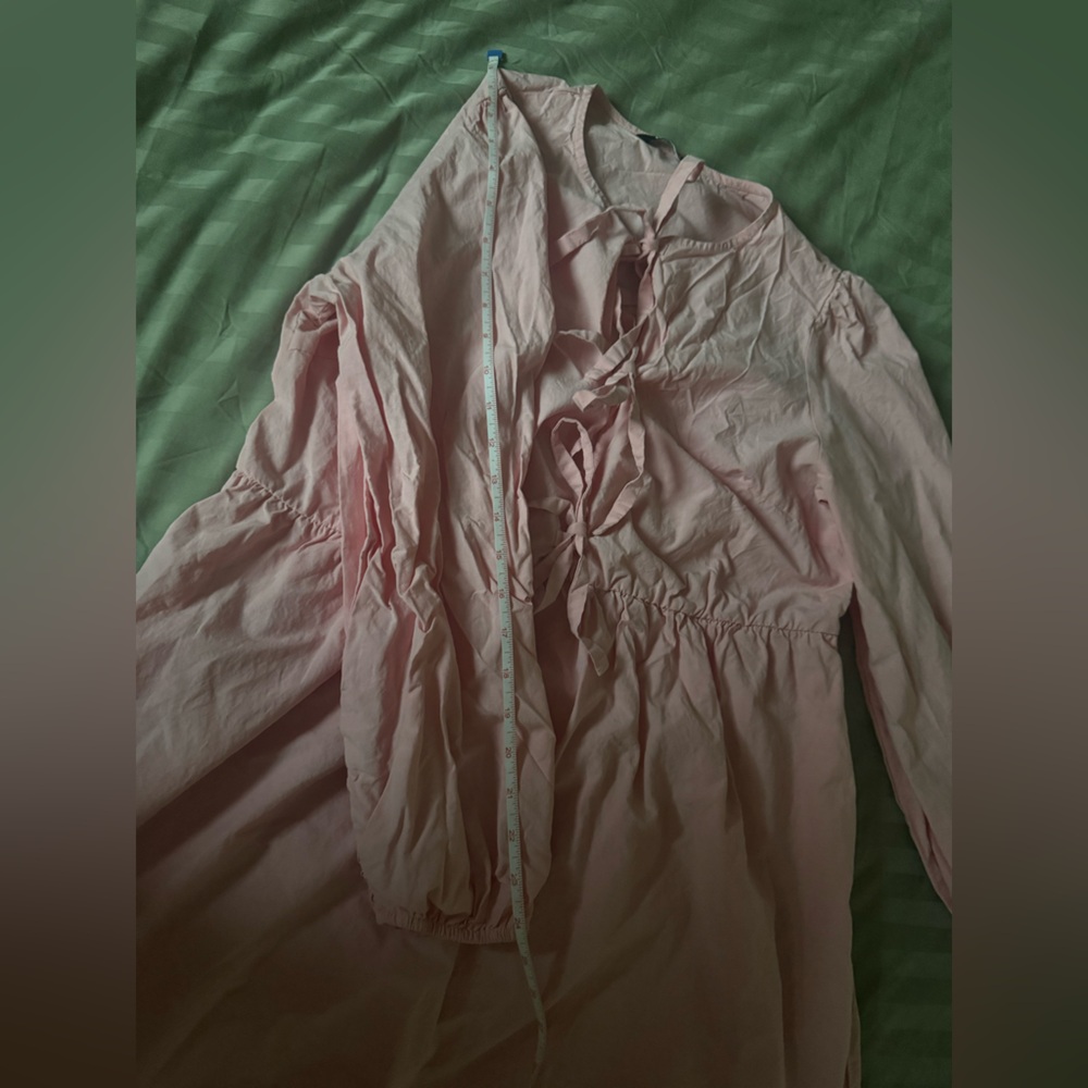 Women’s Pink Tie-Front Babydoll Dress - Picture 12 of 16